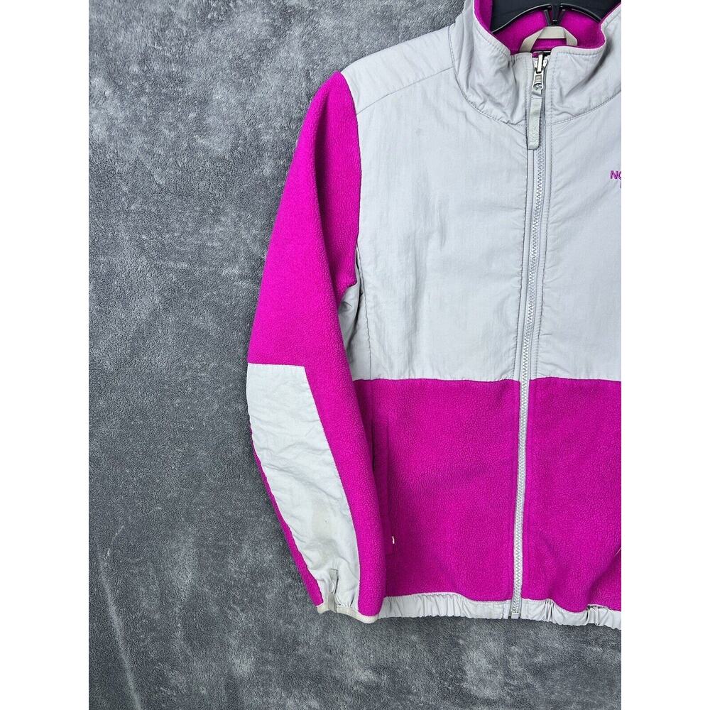 North Face Denali Jacket Girls Large Fuchsia Fleece Gray Polartec Full Zip - Picture 6 of 10